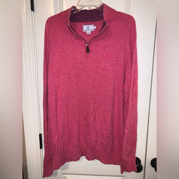 Vineyard Vines Men's coral quarter zip - Picture 1 of 3